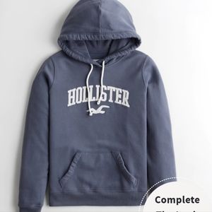 HOLLISTER Easy Logo Applique Hoodie Navy  Blue M